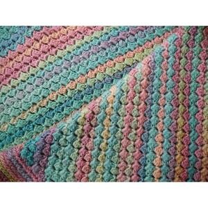 Handmade Crochet Blanket Pastel Rainbow Granny C2C Baby Blanket 36x35
